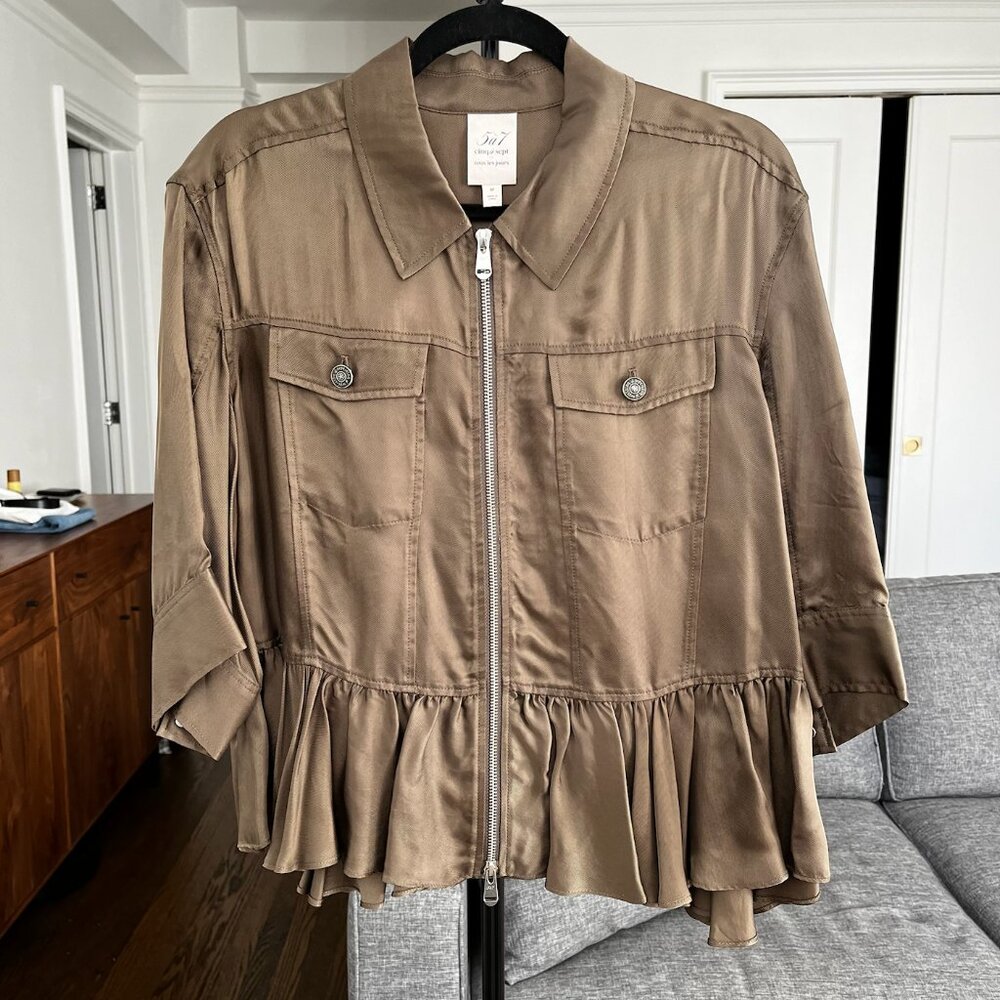 Cinq a Sept Helene Short-Sleeve Cropped Peplum Jacket - Picture 3 of 8